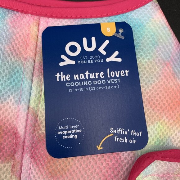Youly Cooling Nature Lover Dog Vest Size S Watercolor Pink Tie Dye 13-15 Inch - Picture 2 of 5